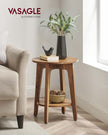 Side Table – Wood – Yellowish Brown – Modern Design with Lower Shelf