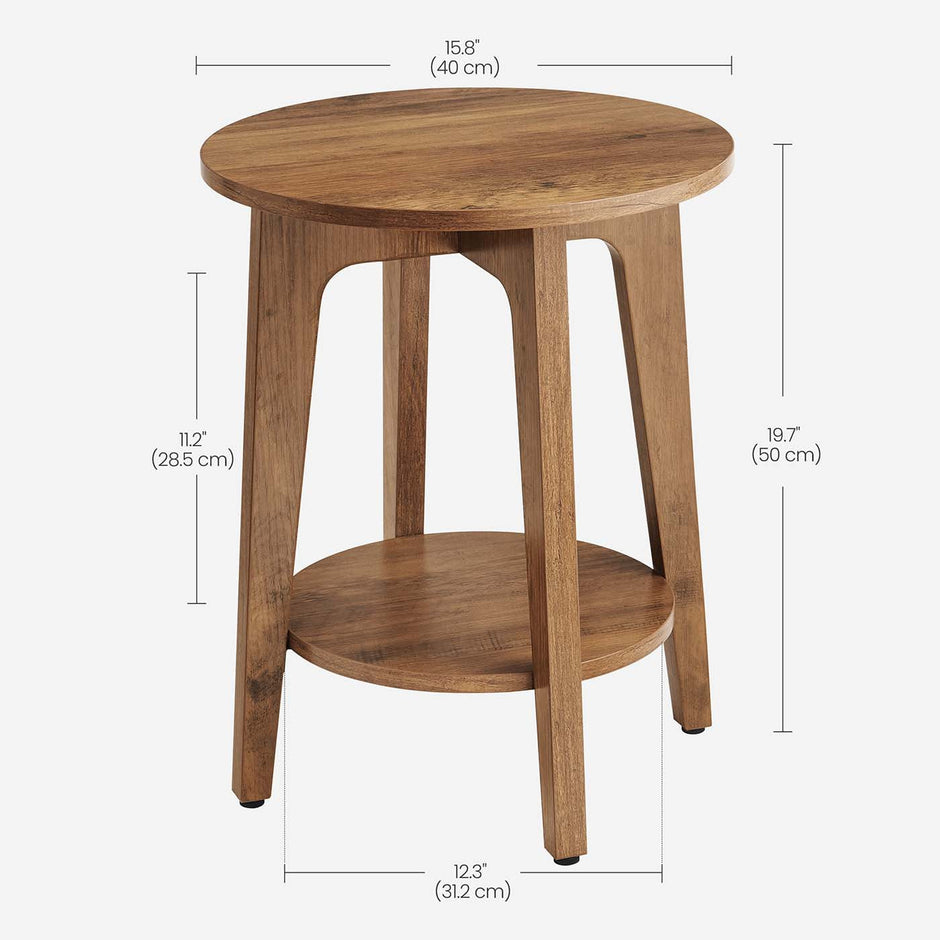 Side Table – Wood – Yellowish Brown – Modern Design with Lower Shelf