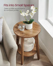 Side Table – Wood – Yellowish Brown – Modern Design with Lower Shelf
