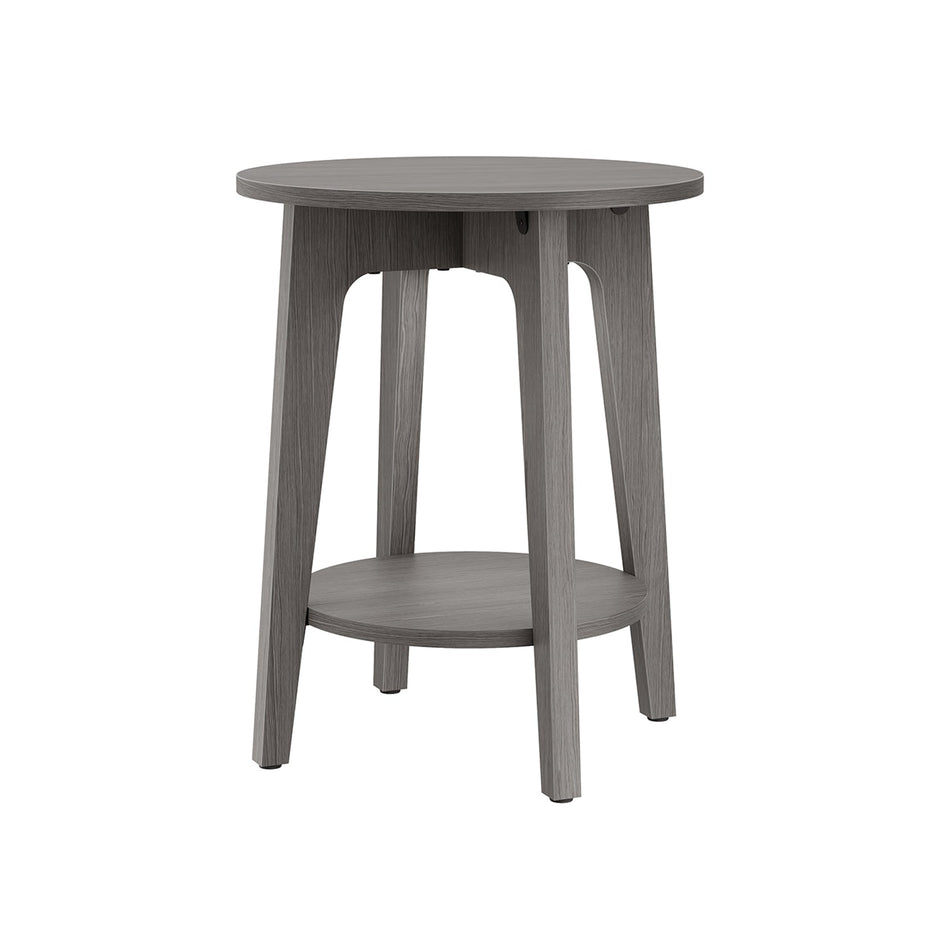 Side Table – Wood – Smoky Grey – Modern Design with Lower Shelf