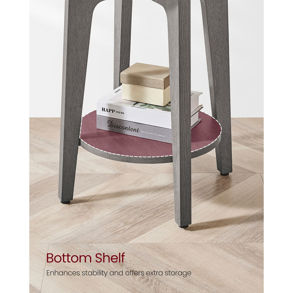 Side Table – Wood – Smoky Grey – Modern Design with Lower Shelf