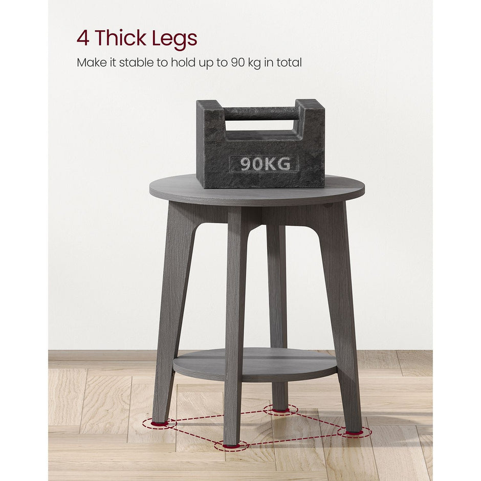 Side Table – Wood – Smoky Grey – Modern Design with Lower Shelf