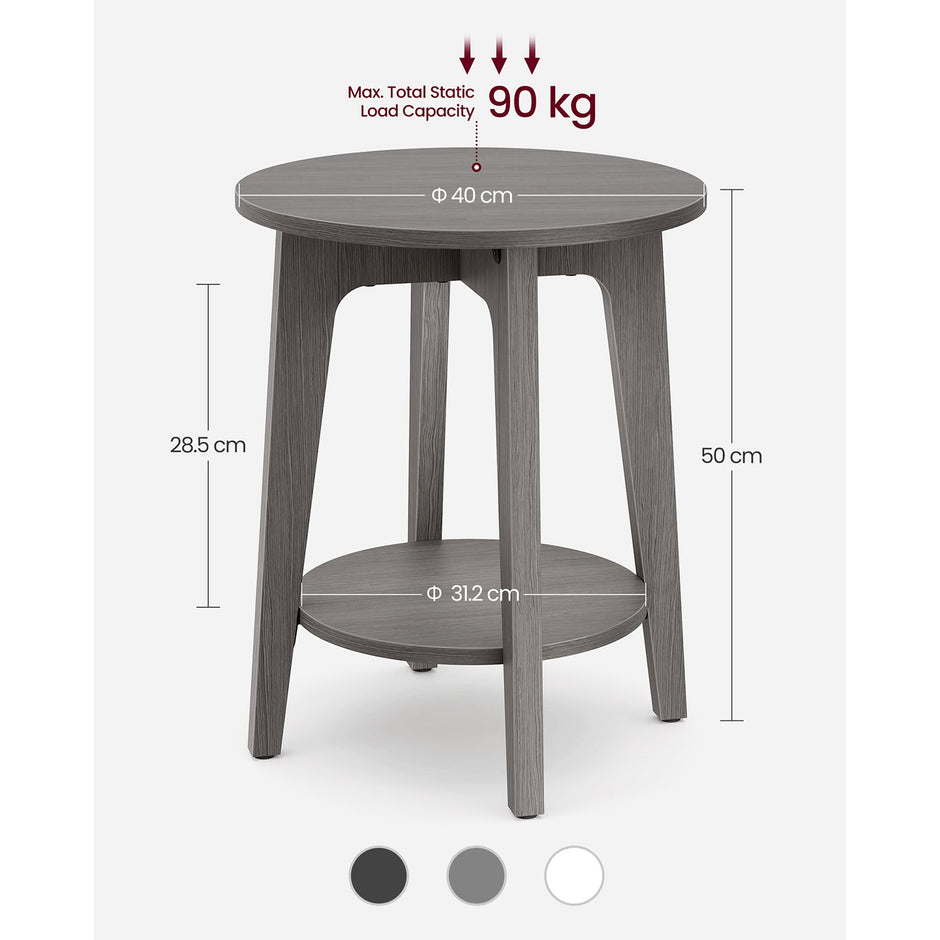 Side Table – Wood – Smoky Grey – Modern Design with Lower Shelf