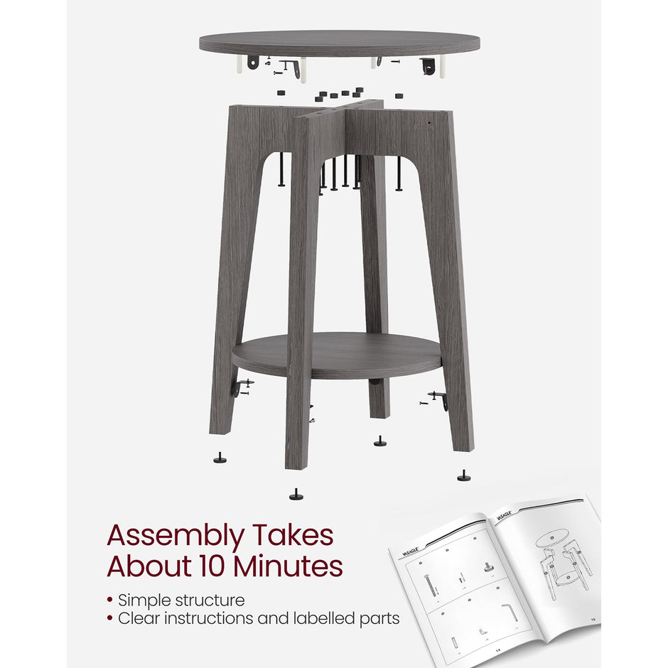 Side Table – Wood – Smoky Grey – Modern Design with Lower Shelf