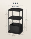 Side Table – Steel – Ebony Black – 3 Storage Shelves with Fabric Basket