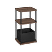 Side Table – Steel Frame – Ebony Walnut – 3 Storage Shelves with Fabric Basket