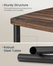 Side Table – Steel Frame – Ebony Walnut – 3 Storage Shelves with Fabric Basket
