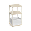 Side Table – Steel and Fabric – Natural Beige – 3 Storage Shelves