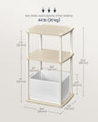Side Table – Steel and Fabric – Natural Beige – 3 Storage Shelves