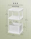 Side Table – Steel Frame – Snow White – 3 Storage Shelves with Fabric Basket
