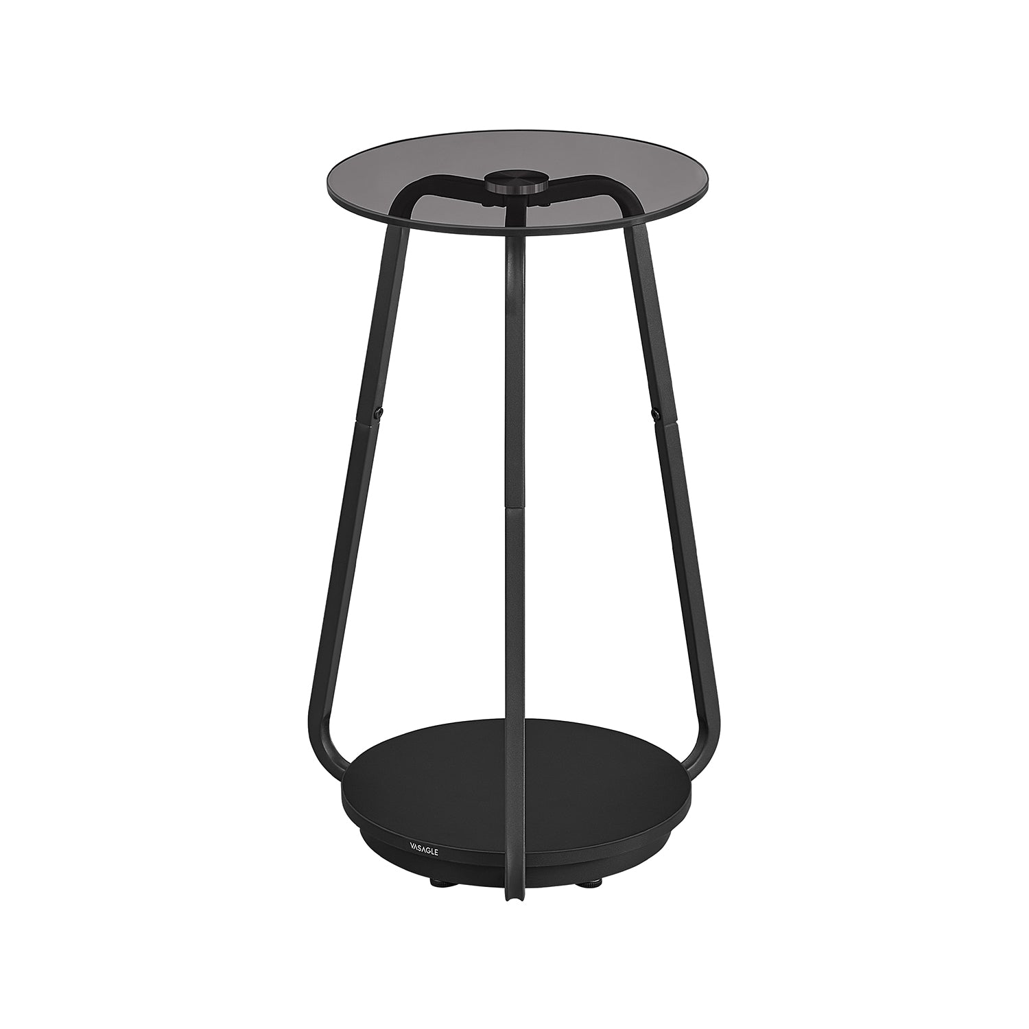 2-Tier Round Side Table – Particleboard and Glass – Slate Grey – Modern Design for Living Room and Bedroom