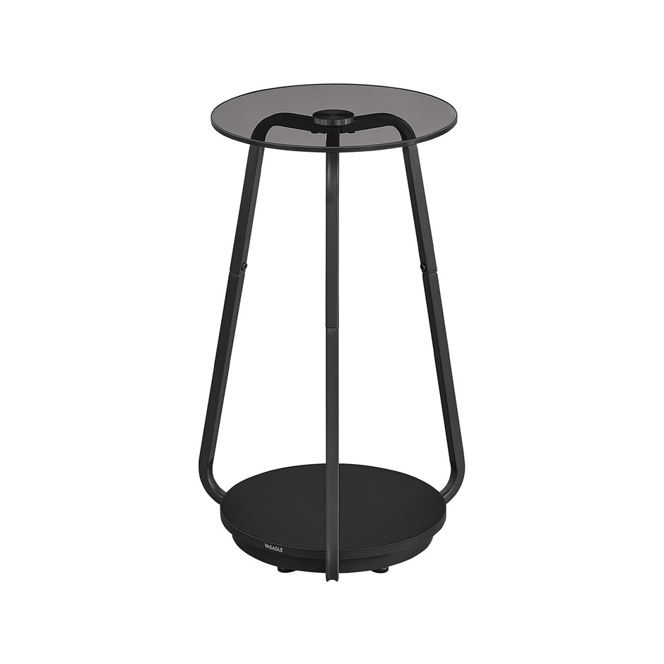2-Tier Round Side Table – Particleboard and Glass – Slate Grey – Modern Design for Living Room and Bedroom