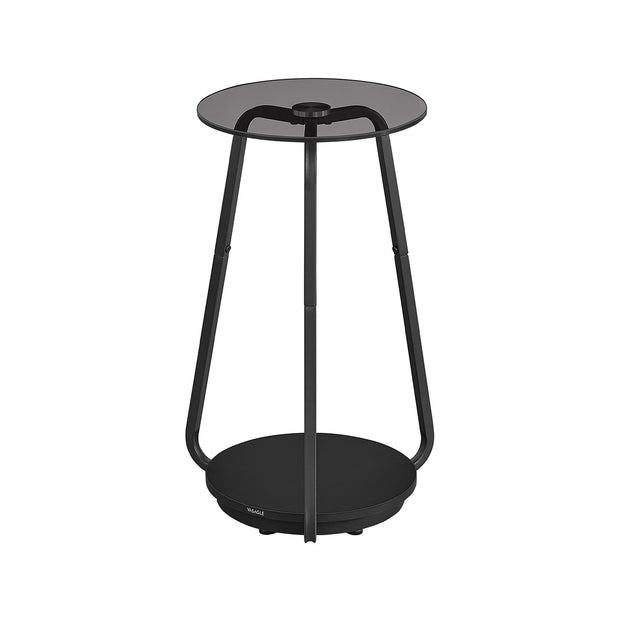 2-Tier Round Side Table – Particleboard and Glass – Slate Grey – Modern Design for Living Room and Bedroom