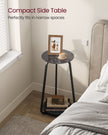2-Tier Round Side Table – Particleboard and Glass – Slate Grey – Modern Design for Living Room and Bedroom