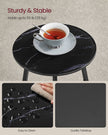 2-Tier Round Side Table – Glass and Particleboard – Marble Black – Modern Design