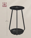 2-Tier Round Side Table – Glass and Particleboard – Marble Black – Modern Design
