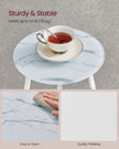 2-Tier Round Side Table – Glass and Particleboard – Marble White – Modern Design for Living Room and Bedroom