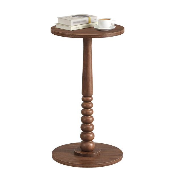 Round Side Table - 30L - Rubberwood, Particleboard - Solid Wood Legs - Mid-Century Modern Design