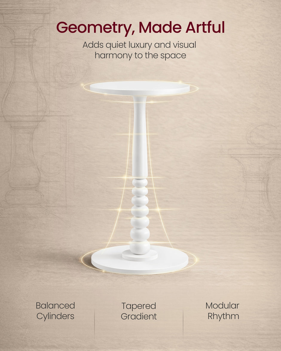 Round Side Table - 30L - Rubberwood, Particleboard - Solid Wood Legs - Mid-Century Modern Design
