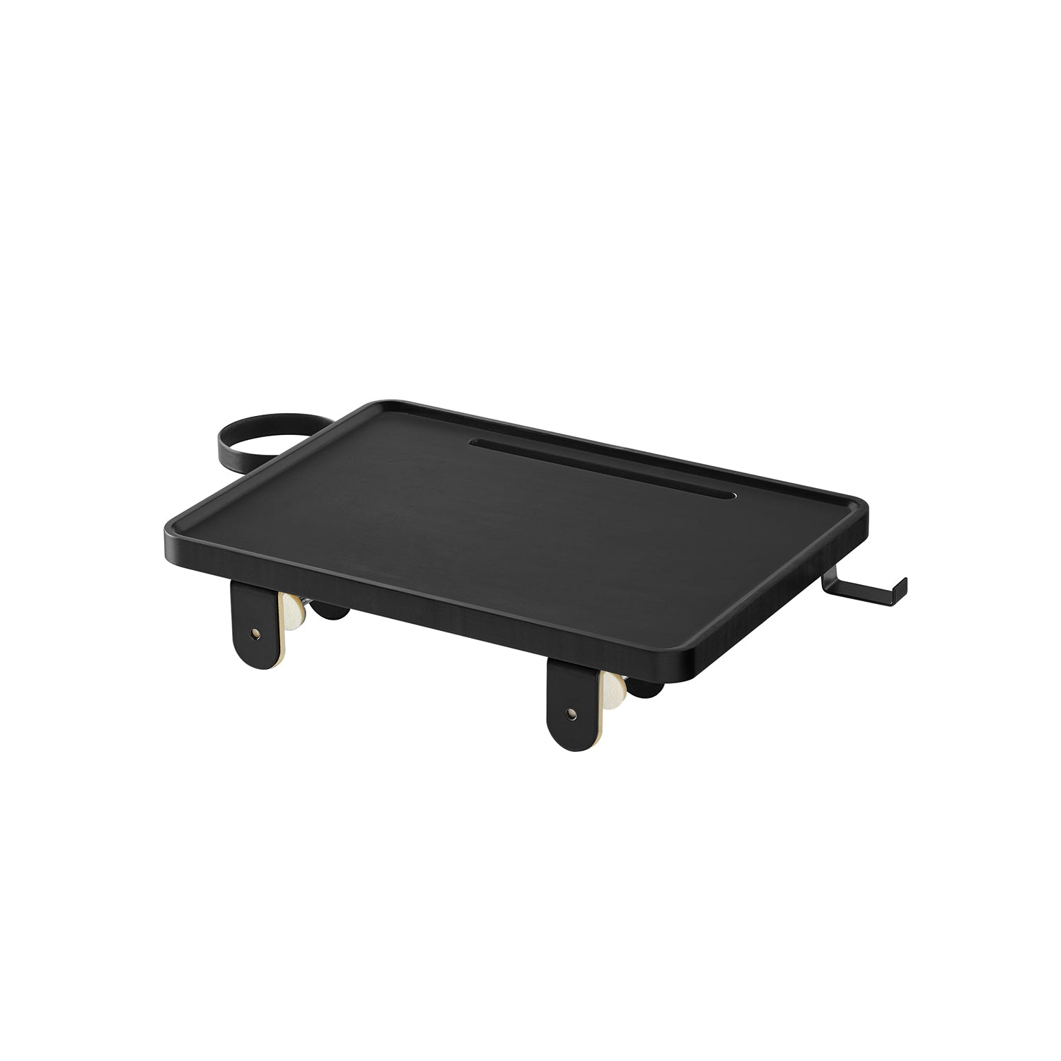 Bedside Shelf – Wood – Ink Black – Mobile Phone Slot, Cup Holder, and Hook