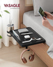 Bedside Shelf – Wood – Ink Black – Mobile Phone Slot, Cup Holder, and Hook