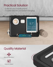 Bedside Shelf – Wood – Ink Black – Mobile Phone Slot, Cup Holder, and Hook