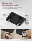 Bedside Shelf – Wood – Ink Black – Mobile Phone Slot, Cup Holder, and Hook