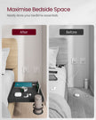 Bedside Shelf – Wood – Ink Black – Mobile Phone Slot, Cup Holder, and Hook