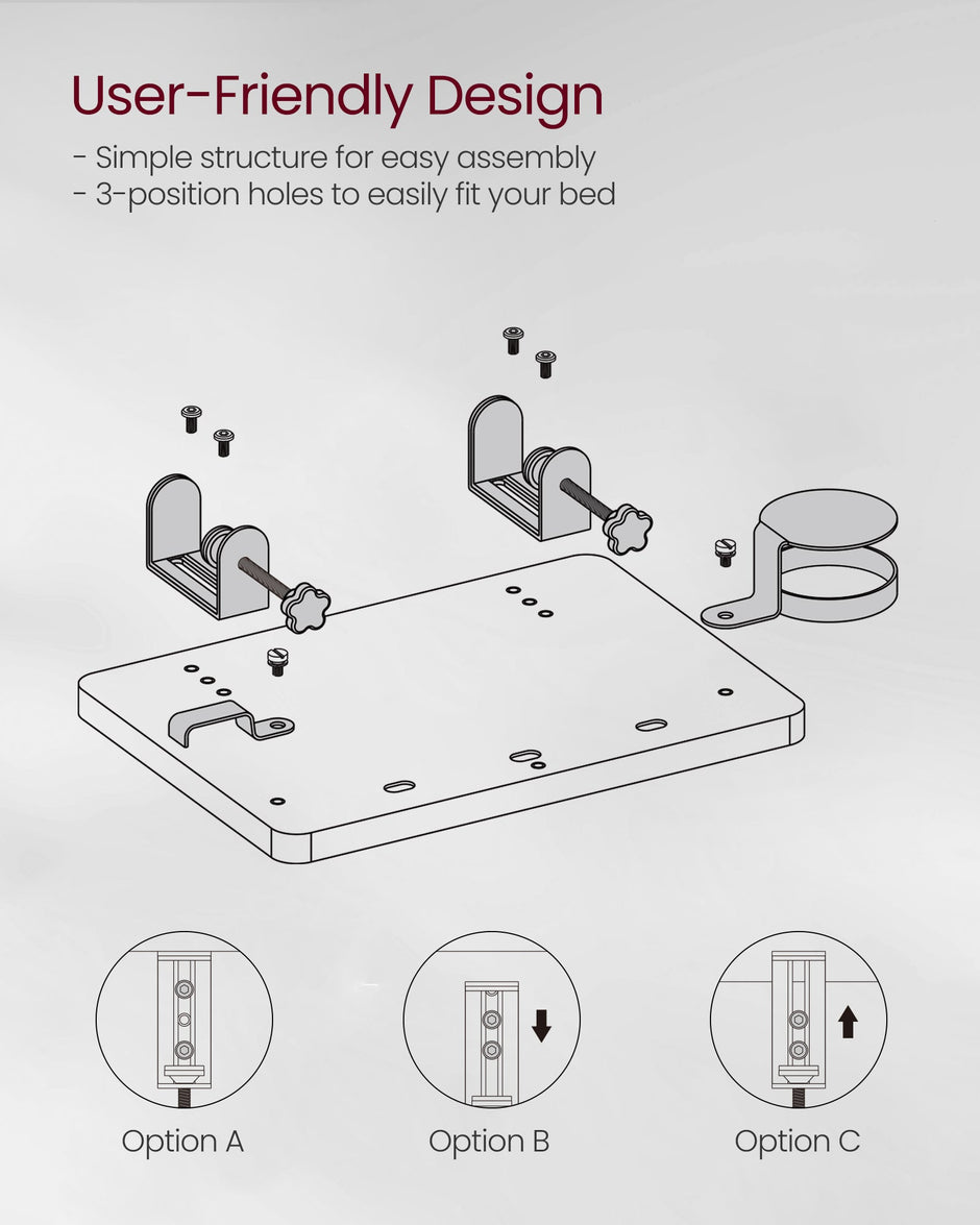 Bedside Shelf – Wood – Ink Black – Mobile Phone Slot, Cup Holder, and Hook