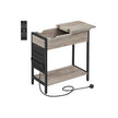 Slim Side Table – Wood and Metal – Rustic Brown and Black – Charging Station with USB Ports and Outlets