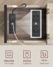 Slim Side Table – Wood and Metal – Rustic Brown and Black – Charging Station with USB Ports and Outlets