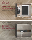 Slim Side Table – Wood and Metal – Rustic Brown and Black – Charging Station with USB Ports and Outlets