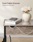 Slim Side Table – Wood and Metal – Rustic Brown and Black – Charging Station with USB Ports and Outlets
