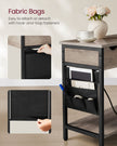 Slim Side Table – Wood and Metal – Rustic Brown and Black – Charging Station with USB Ports and Outlets