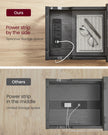 Slim Side Table – Wood and Metal – Rustic Brown and Black – Features Charging Station with USB Ports and Storage Bags