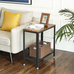 Sofa Table – Iron – Rustic Brown – Narrow Design with Mesh Shelf