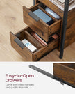 Slim Side Table – Wood – Rustic Brown and Classic Black – Charging Station with 2 Drawers
