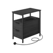 Slim Side Table – Wood – Rustic Brown and Classic Black – Charging Station with 2 Drawers