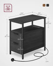 Slim Side Table – Wood – Rustic Brown and Classic Black – Charging Station with 2 Drawers
