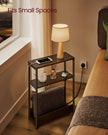 3-Tier Slim Side Table – Wood – Ebony Black and Ink Black – Charging Station and Magazine Rack