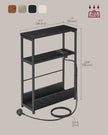 3-Tier Slim Side Table – Wood – Ebony Black and Ink Black – Charging Station and Magazine Rack