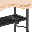 3-Tier Narrow Bedside Table – Wood – Black – Compact Design with Charging Station and Magazine Rack