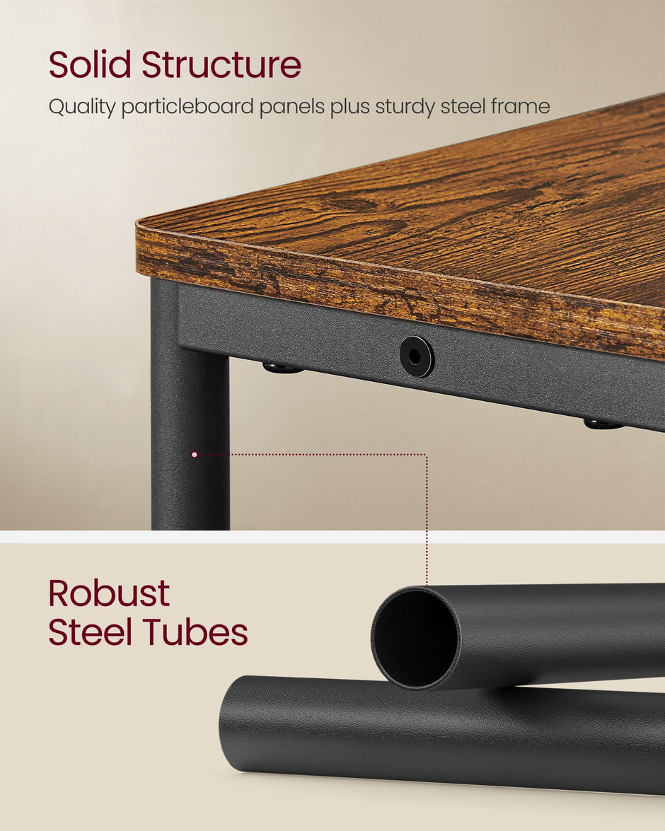 3-Tier Slim Side Table – Wood – Rustic Brown and Ink Black – Includes Charging Station and Magazine Rack