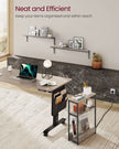 3-Tier Side Table – Wood – Heather Greige and Ink Black – Charging Station and Magazine Rack