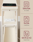 3-Tier Slim Side Table – Wood – Cream White – Built-in Charging Station and Magazine Rack