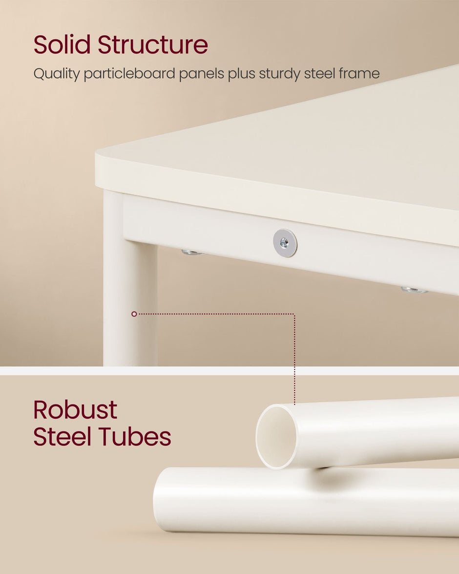 3-Tier Slim Side Table – Wood – Cream White – Built-in Charging Station and Magazine Rack