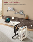 3-Tier Slim Side Table – Wood – Cream White – Built-in Charging Station and Magazine Rack