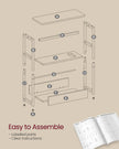 3-Tier Slim Side Table – Wood – Cream White – Built-in Charging Station and Magazine Rack