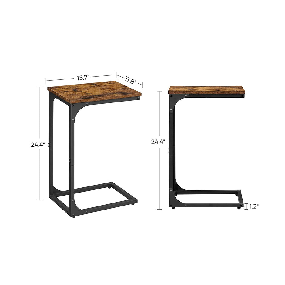 C-Shaped Side Table – Metal – Industrial Gray – Versatile for Living Room and Bedroom