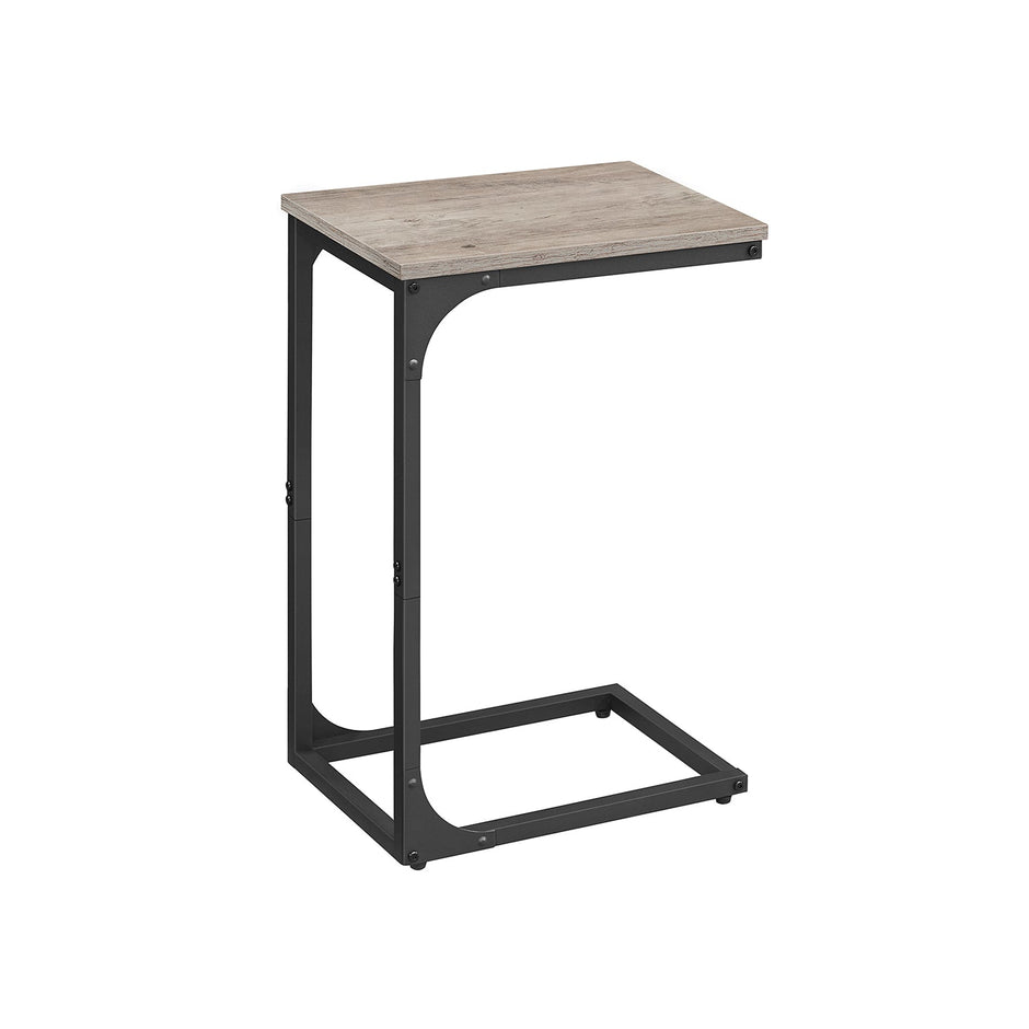 C-Shaped Side Table – Metal Frame – Heather Greige and Black – Industrial Design for Living Room and Bedroom
